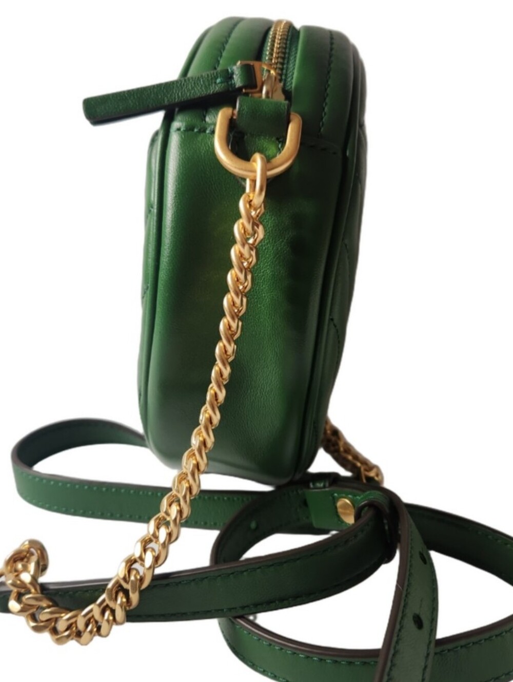 Tory Burch Kira Chevron Green Quilted Leather Circle Crossbody Bag - Picture 2 of 12